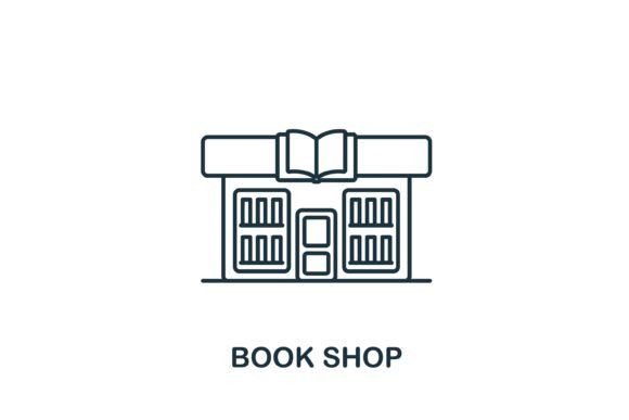 Book Shop Icon: A Versatile Graphic Design Asset for Modern Branding
