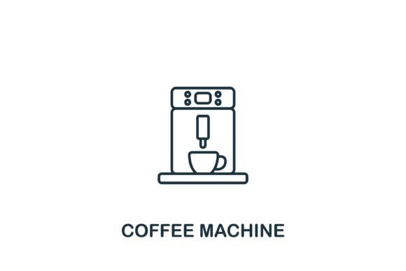 Coffee Machine Icon: A Modern Graphic Design Asset for Local Business Branding