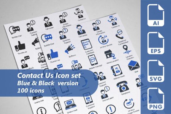 Contact Us Icon Set for Handmade and Print Design