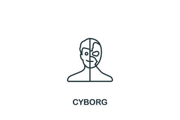 Cyborg Icon: A Futuristic Graphic Design Asset for Creative Projects