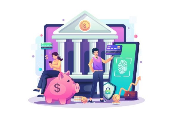 Online Banking Illustration: A Modern Graphic Design Asset for Content Creators