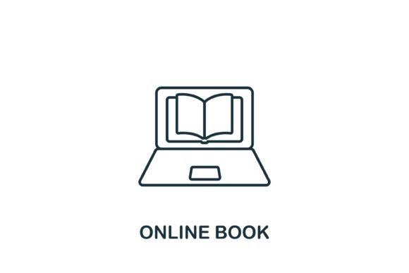 Online Book Icon: A Modern Graphic Design Asset for Local Business Branding
