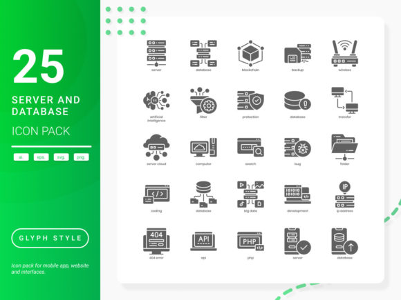 Server and Database Icon Pack: A Modern Graphic Design Asset for Content Creators