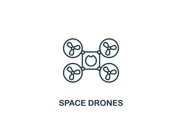Space Drones Icon Line: A Future-Forward Graphic Design Asset