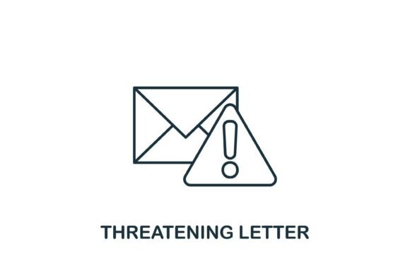 Threatening Letter Icon: A Bold Graphic Design Asset for Editorial and Web Use